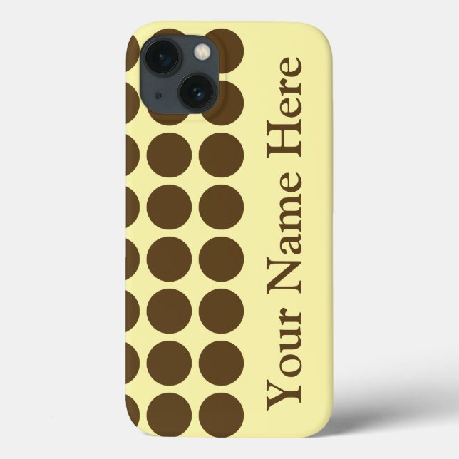 Pecan Cream Neutral Dots with name Case-Mate iPhone Case (Back)