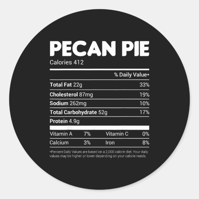 Pecan E Nutrition Facts Tee Family Matching Christ Classic Round Sticker (Front)