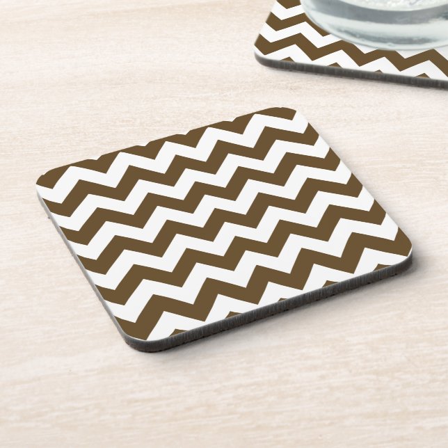 Pecan Neutral Chevron Coaster (Left Side)