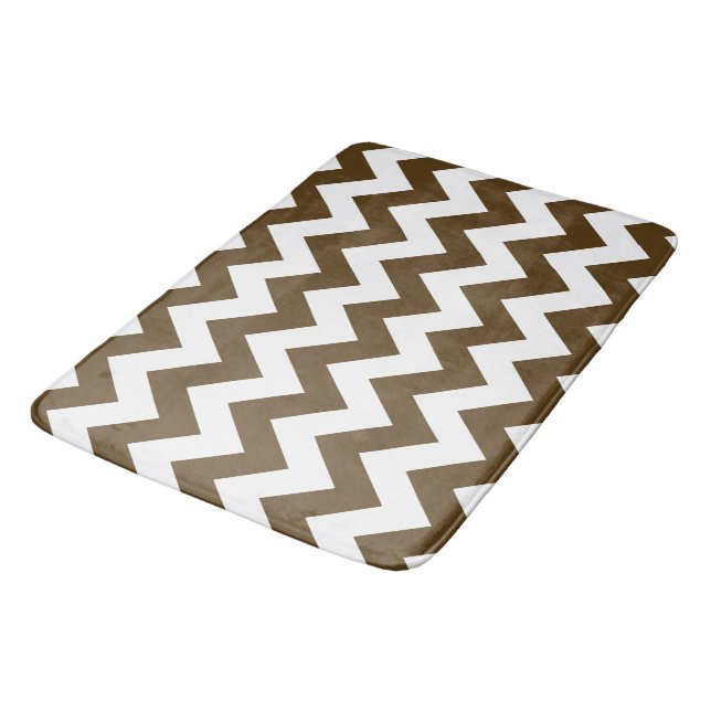 Pecan Neutral Chevrons Bath Mat (Angled)
