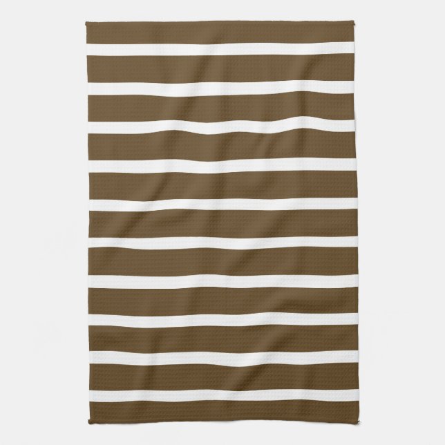 Pecan Neutral Stripes Kitchen Towel (Vertical)