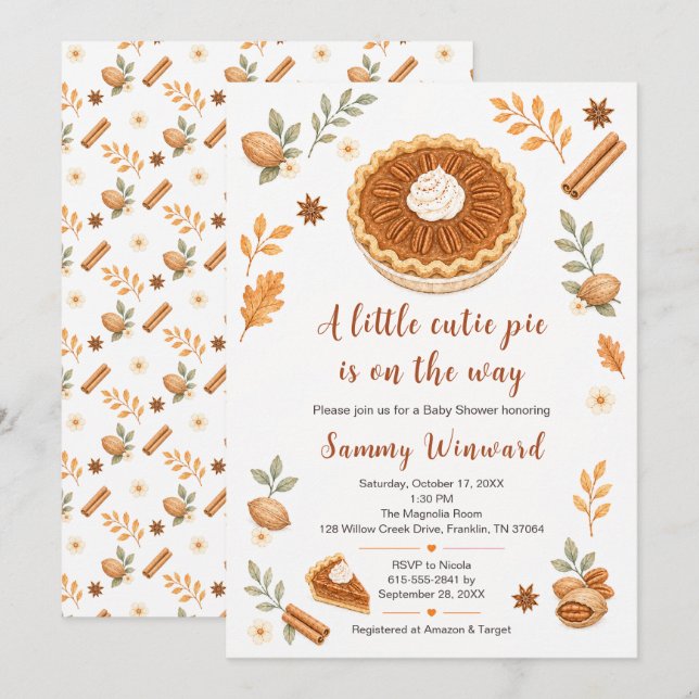 Pecan Pie Fall Baby Shower Invitation (Front/Back)