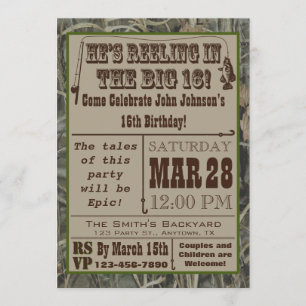 Pêche 16ème anniversaire Invitation avec Camo