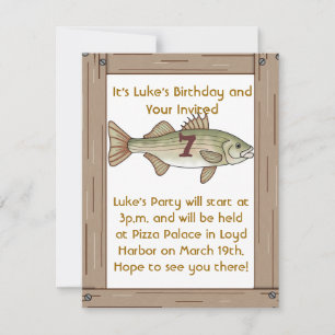 Pêche 7e anniversaire fête garçons Invitation