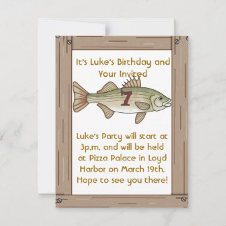 Pêche 7e anniversaire fête garçons Invitation