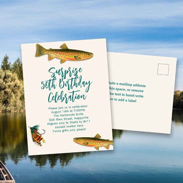 Pêche à la truite adulte Invitations de fête d'ann (Créateur téléchargé)