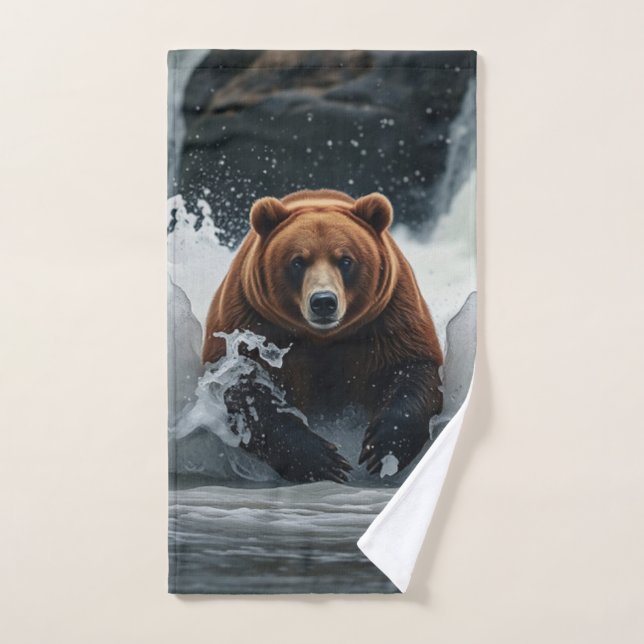 Pêche à l'ours grizzli à Falls (Serviette à main)