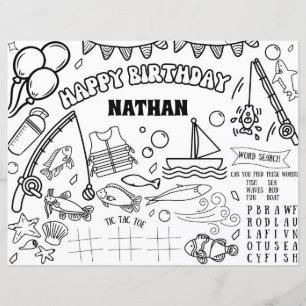 Pêche Anniversaire de la fête de coloriage Page Fê
