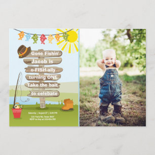 Pêche Anniversaire Invitation Bois Partie de pêche