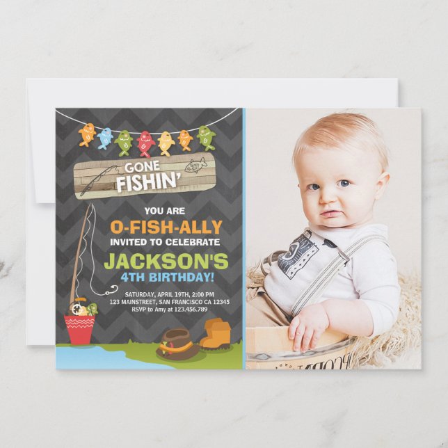 Pêche Anniversaire Invitation Partie de pêche Garç (Devant)