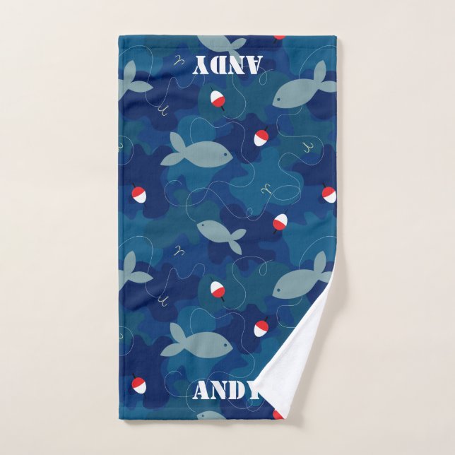 Pêche Camouflage bleu Personnalisé (Serviette à main)