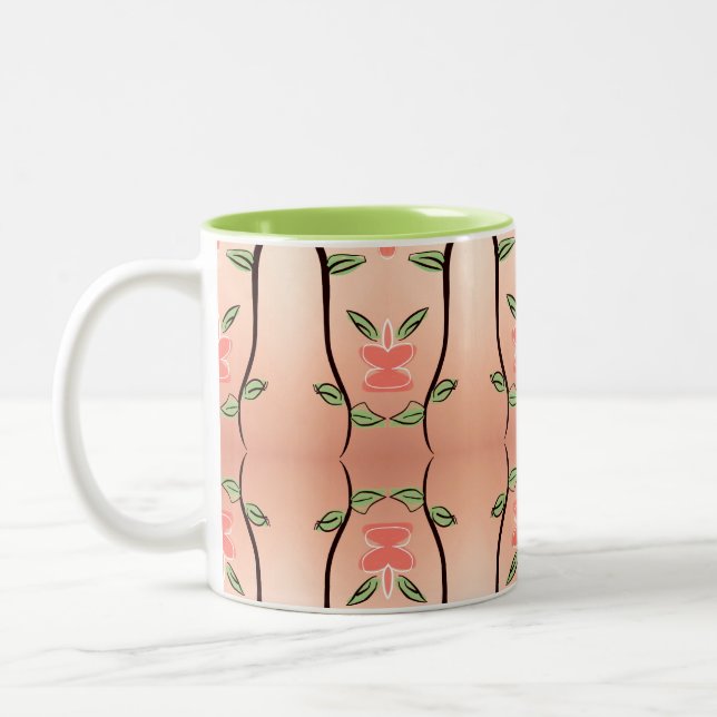Pêche de corail doux Pêche florale Mug (Gauche)