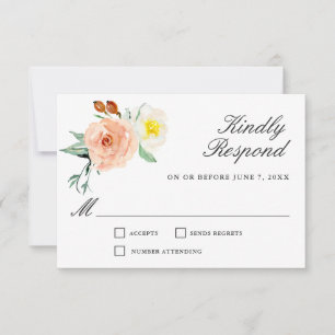 Pêche et aquarelle blanche Mariage floral RSVP