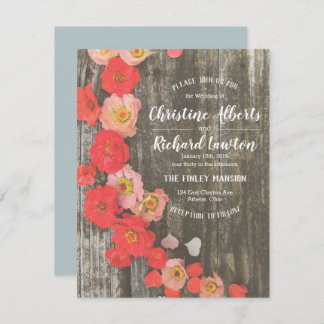 Pêche et Faire-part de mariage floral rustique du 