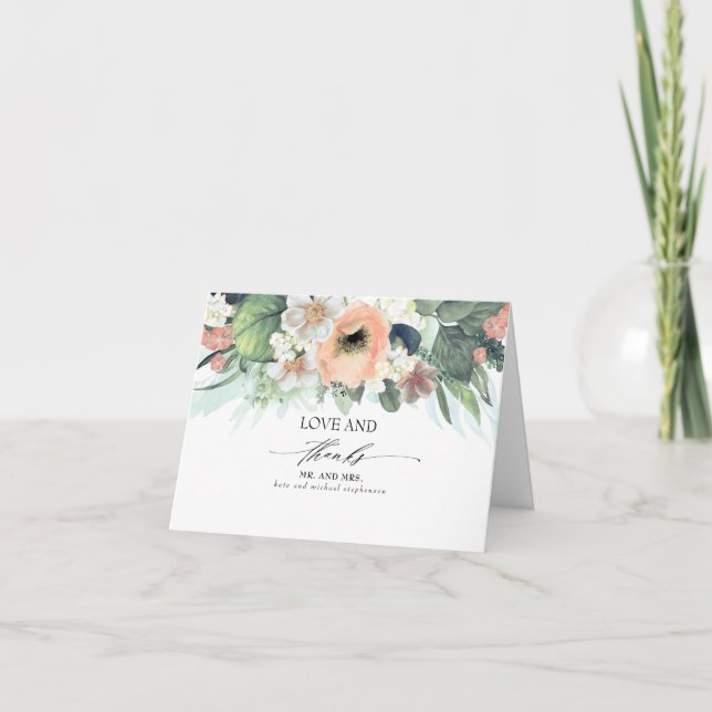 Pêche et Mariage rose Floral Merci (Devant)