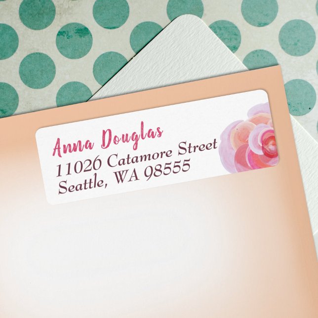 Pêche, Jardin Botanique Rose Roses Printemps (peach coral orange pink rose flower return address labels graduation party invitations botanical)