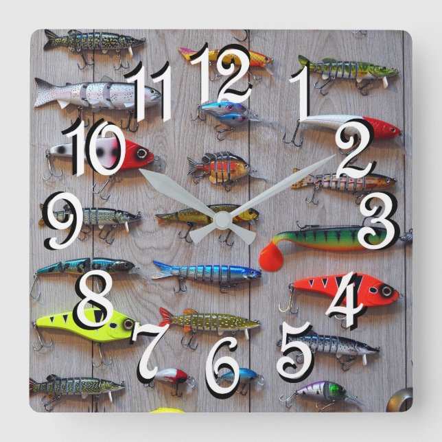 Pêche Lures Man Cave Mur Horloge pour pêcheurs (Recto)