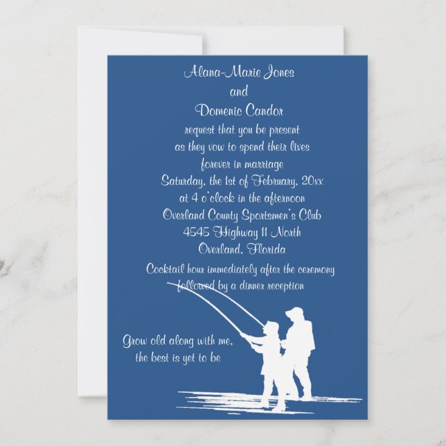 Pêche Mariage Couple Invitations : PERSONNALISER (Devant)