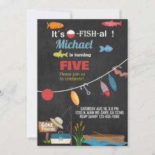 Pêche o-fish-al invitation d'anniversaire garçon.