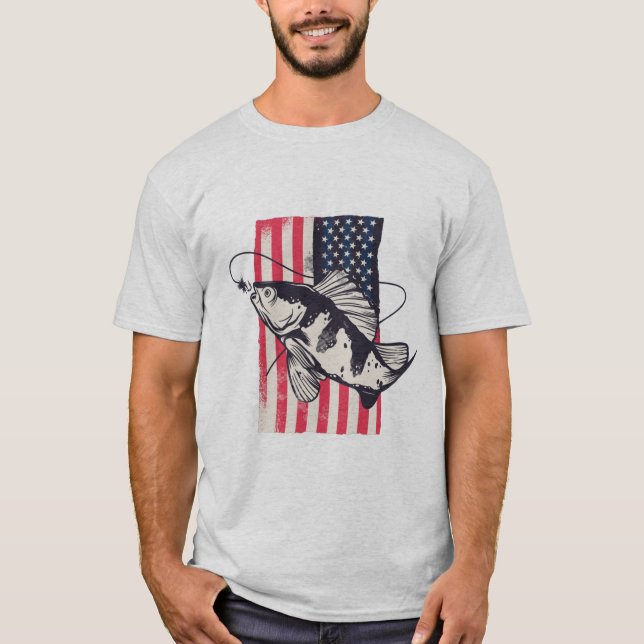 Pêche patriotique américaine 4 juillet T-shirt (Devant)