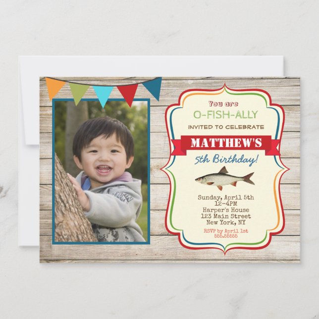 Pêche Photo Invitations Anniversaire (Devant)