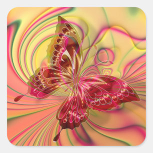 pêche rouge papillon autocollants