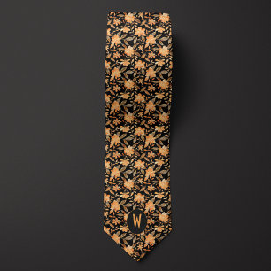 Pêche sur Cravate Floral Noir