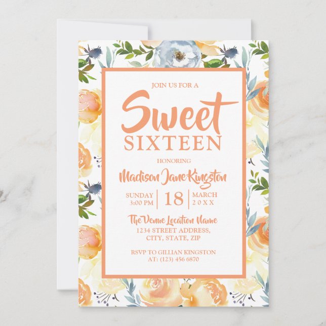 Pêche tropicale Été Printemps Sweet 16 Invitation (Devant)