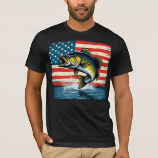 Pêche USA Drapeau grande bouche Basse T-shirt cade