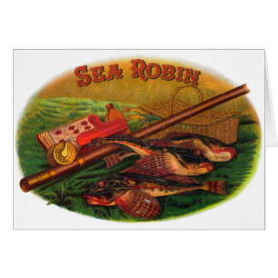 Pêche vintage Gear Cigar Étiquette Art, Sea Robin