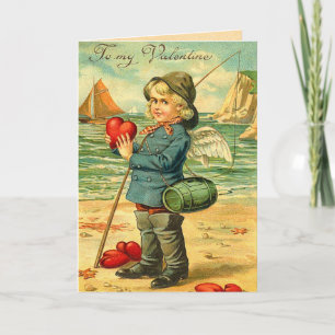 Pêche vintage pour l'amour Carte Valentine