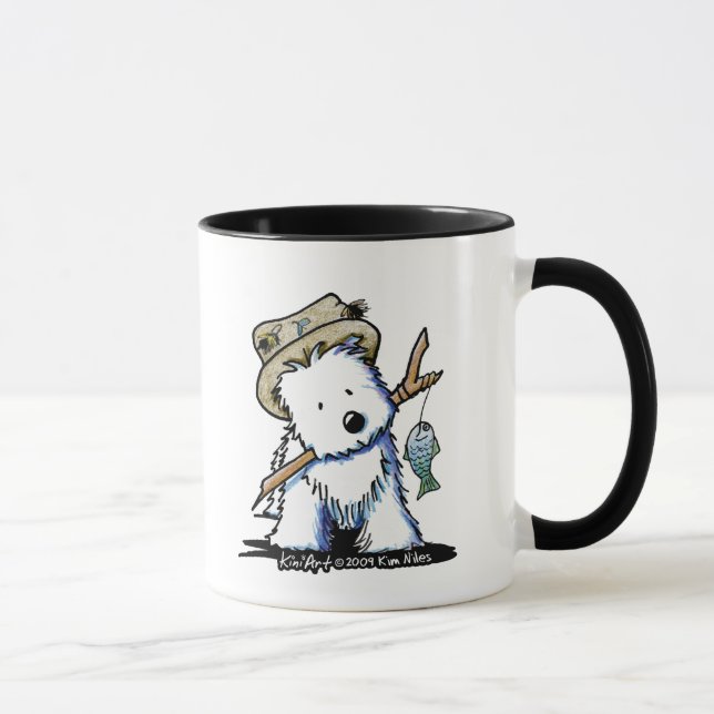 Pêche Westie Chien Mug (Droite)