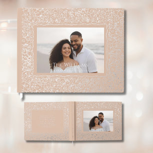 Pêcher Beige Foil Mariages Livre d'or Photo Beach