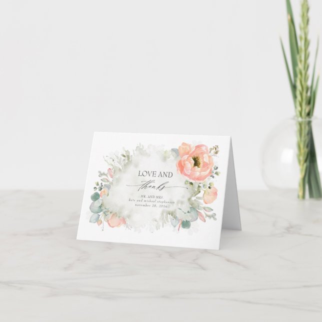 Pêcher Floral Élégant Merci de mariage (Devant)