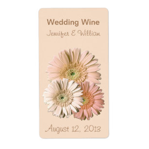 Pêcher Linen Gerber Daisies Mariage Mini Étiquette