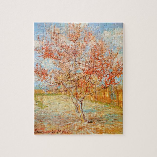 Pêcher rose de Van Gogh dans le puzzle de fleur (Vertical)