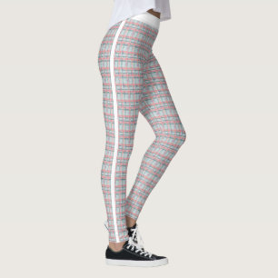 Pêcher Rouge Vert Tartan Motif Jogging Leggings