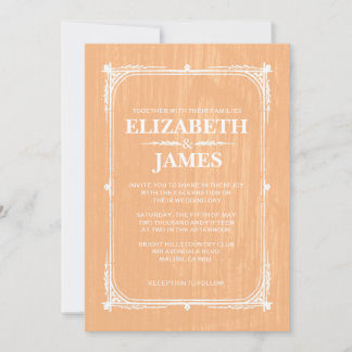 Pêcher Rustique Grange Bois de mariage Invitations