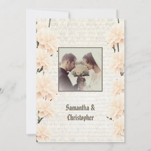 Pêcher vintage floral mariage invitation photo