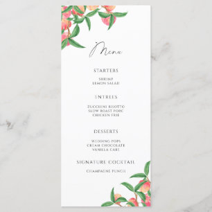 Pêches élégantes aquarelle menu minimaliste