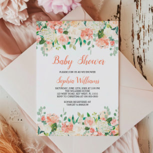 Pêches Et Baby shower De Crème Invitation