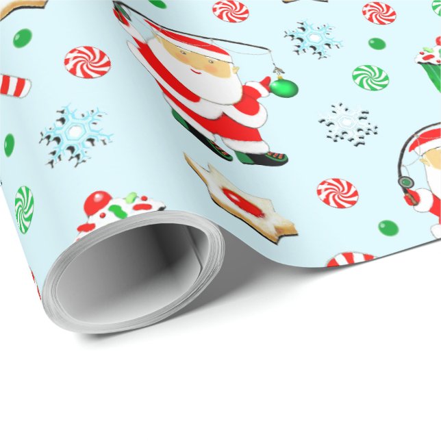 Pêcheur Pêche Vacances Papier cadeau (Coin rond)