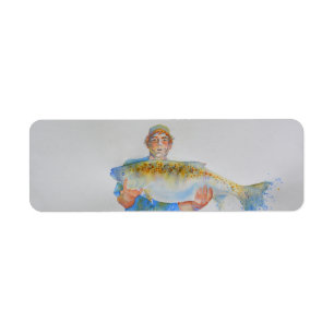 Pêcheur peinture d'aquarelle cadeau de pêche pour