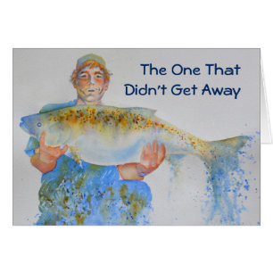 Pêcheur peinture d'aquarelle cadeau de pêche pour