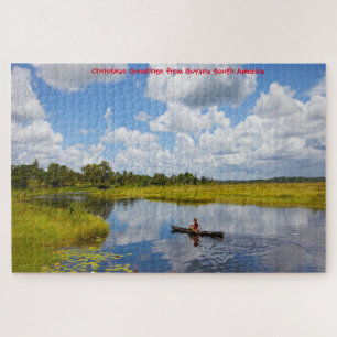 Pêcheur sur un lac en Guyane. Jigsaw Puzzle
