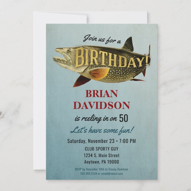 Pêcheurs Hommes Anniversaire Fête Invitation Pêche (Devant)