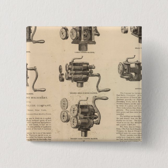 Peck, Stow and Wilcox Company 2 Inch Square Button (Front)