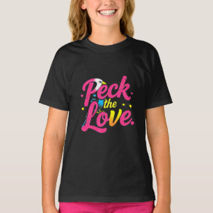 Peck the Love – Colourful Bird Typography T-Shirt