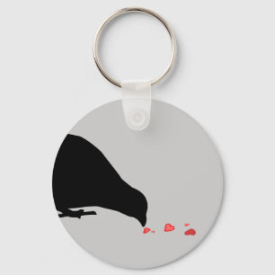 pecking order. blackbird & red hearts. keychain