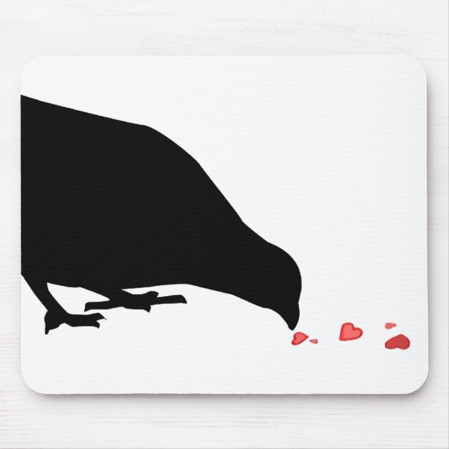pecking order. blackbird & red hearts. mouse pad (Front)